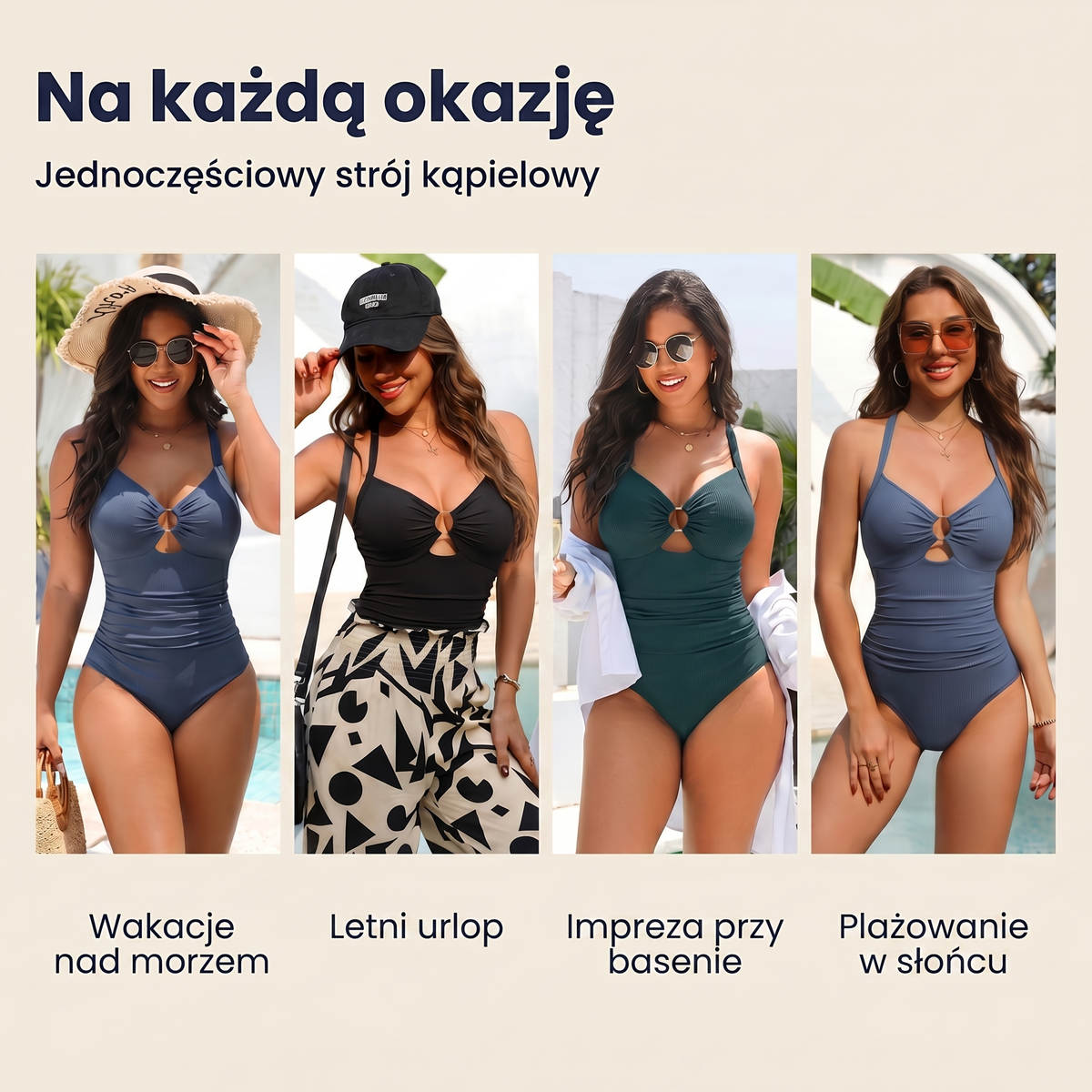 Wyszczuplający prążkowany strój kąpielowy AQUERA - Seldom Seen Styles