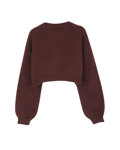 Gingerbread Open Front Cropped Cardigan Sweater