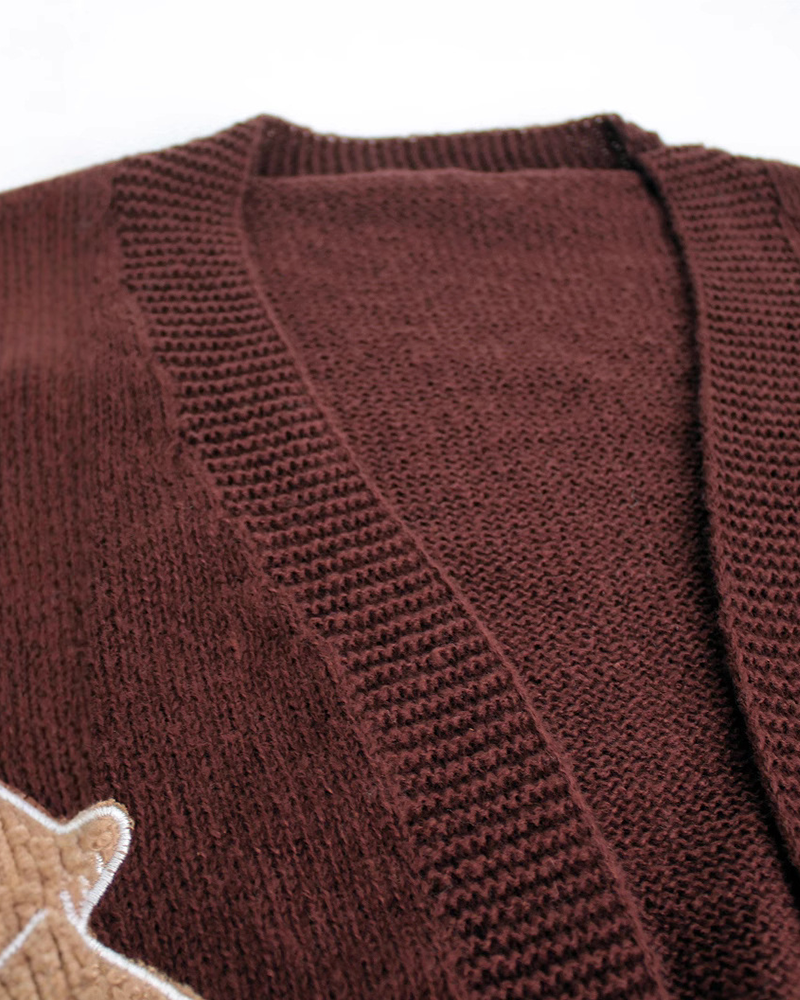 Gingerbread Open Front Cropped Cardigan Sweater