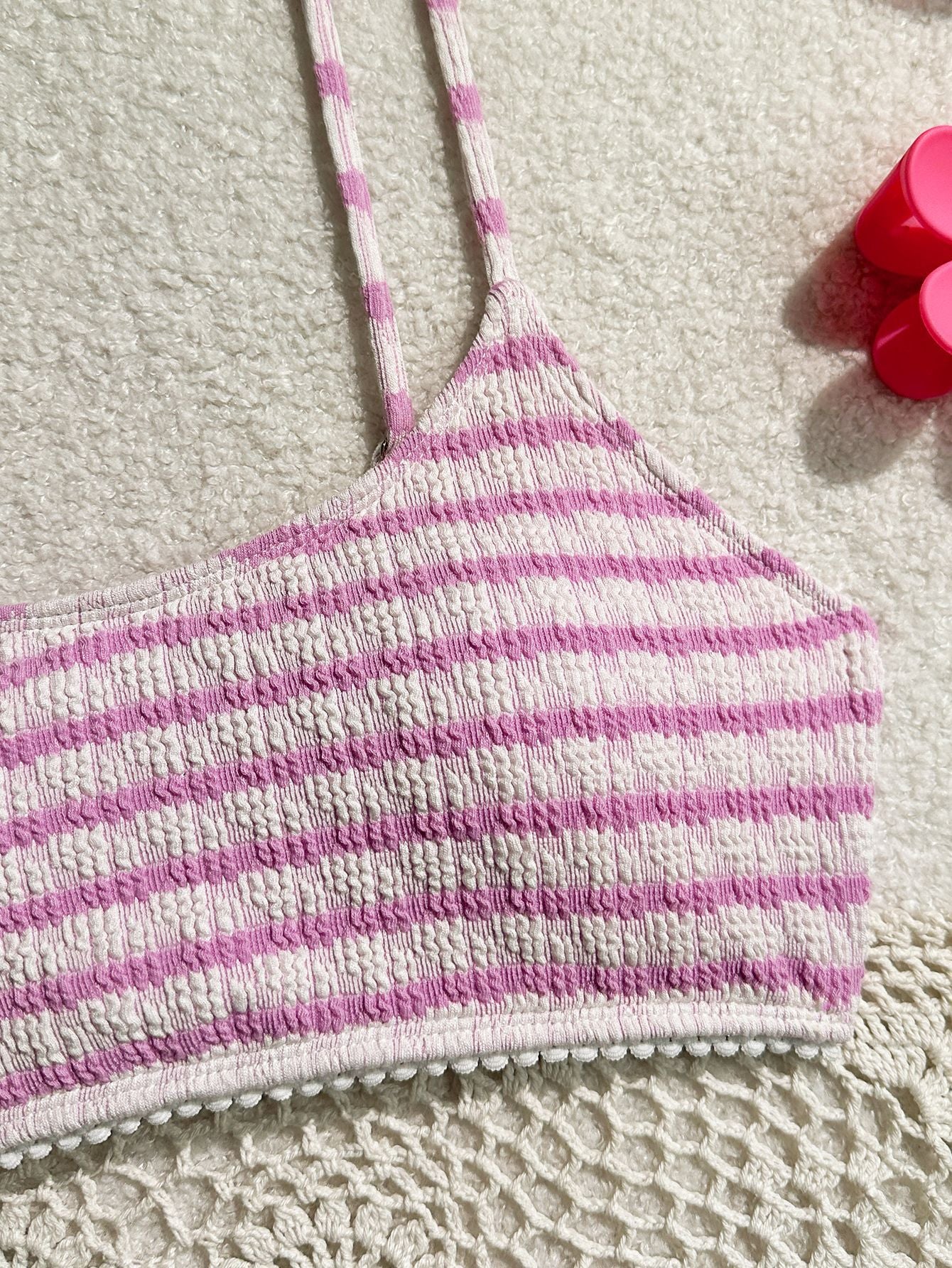 pink striped bikini