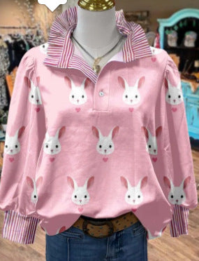 Women's Vintage Floral Print Striped Collar Top Going Outfits Blouses 90s Tops Funny Shirts Women Elegant Classy Tops Blouse Classyoutfit Women cute summer outfit boho Casual Style cute summer outfit women's summer outfits