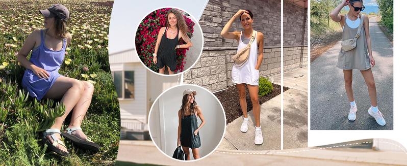 Women's Summer Sleeveless Mini Dress Casual Athletic Dress Spaghetti Strap Short Tennis Dress with Pockets - Seldom Seen Styles