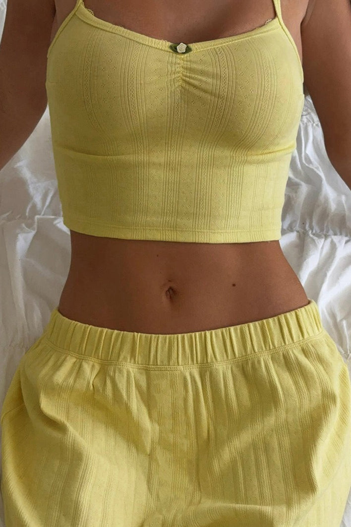 Women's Ribbed Cami and Wide Leg Pants Set Casual Lounge Two Piece Outfit - Seldom Seen Styles