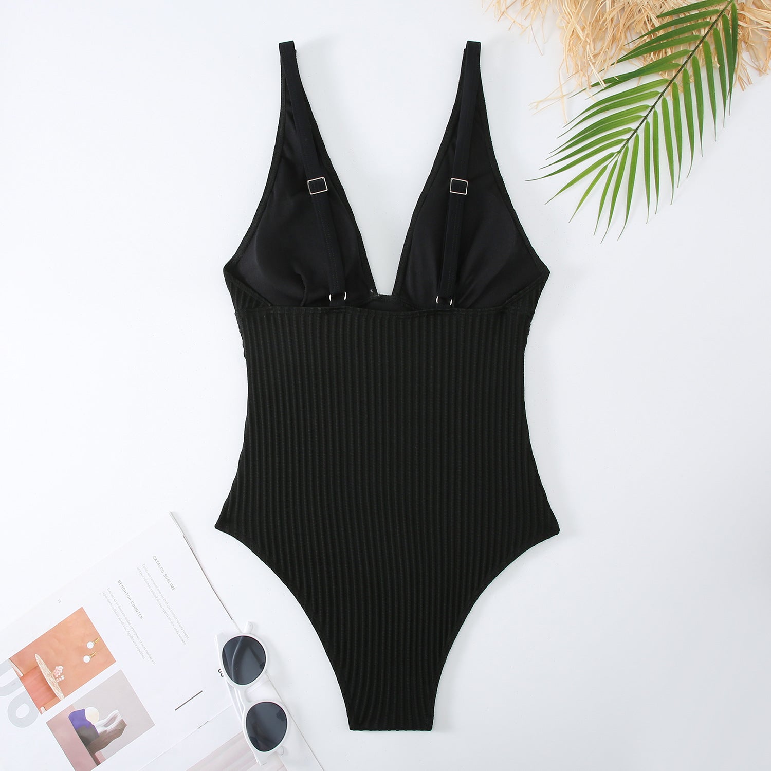 swimwear for big busts plus wear swimwear  Solid Color V Strappy Swimsuit  Backless Tummy Control Slimming Swimwear for Women - Seldom Seen Styles