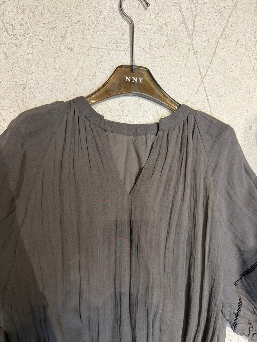 V-Neck Puff Sleeve Loose Flowy Maxi Dress with Woven Belt Included Crinkle Texture Elegant Casual Summer Dress White Dark Grey - Seldom Seen Styles