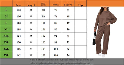 Pink Queen Women's 2 Piece Lounge Outfit Sweater Set Long Sleeve Crop Knit Top and Wide Leg Long Pants Sweatsuit