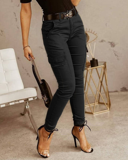 Women's Stretchy Tactical Cargo Pants High Waisted Casual Joggers Plus Size Skinny Trousers Cargo Pants with 6 Pockets