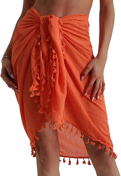 Women Beach Sarong Wraps with Tassels Swimsuit Coverup Summer Bathing Suit Cover Up Casual Swimwear