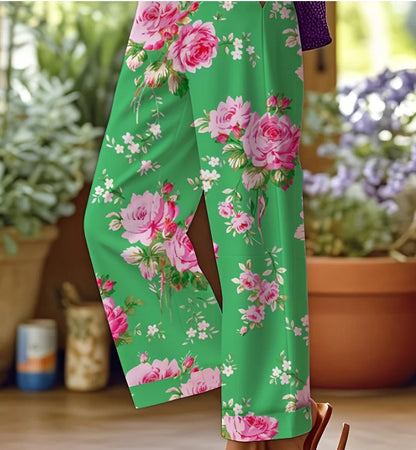 Leinenhose Damen Sommer Elastische Taille Gerades Bein Übergröße Crop Pants Lässige Strandhose mit Taschen