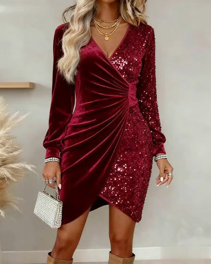 Sharry Elegant Velvet Sequin Dress