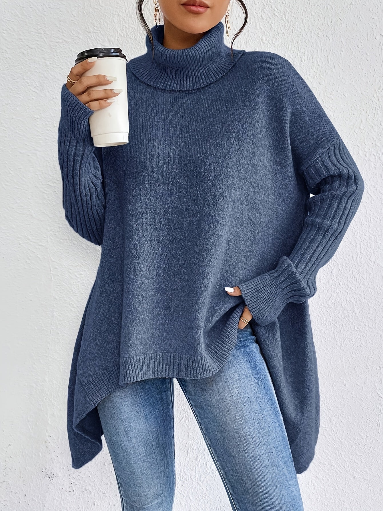 Women's Oversized Sweater Turtleneck Long Sleeve Casual Knit Tunic Pullover Sweaters Tops 2025 Fall Winter Outfits - Seldom Seen Styles