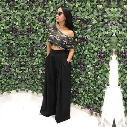 Women's Plain Plicated Pocket Wide Leg Pants, Casual Comfy High Waist Trousers for Summer, Ladies Bottoms for Daily Wear