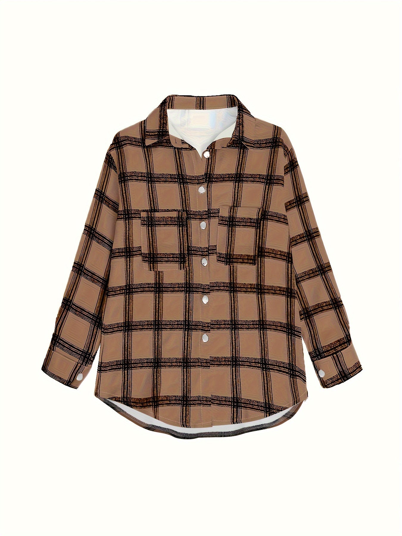 Timeless Plaid Shacket Jacket - Stylish Button-Front Outerwear for Women - Cozy, Versatile & Trendy Long Sleeve Clothing