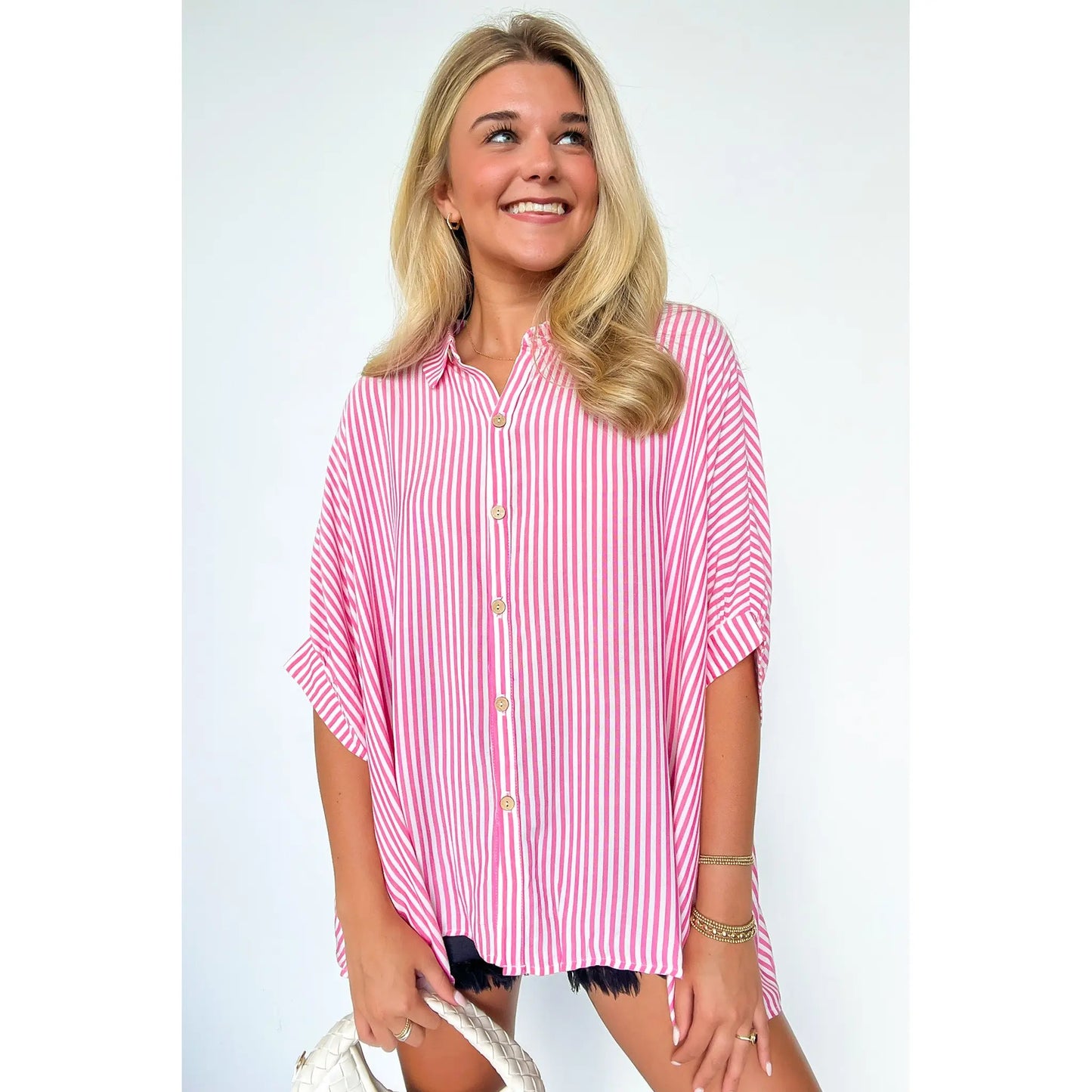 JoJo Striped Button Down Oversized Top - BACK IN STOCK - Seldom Seen Styles