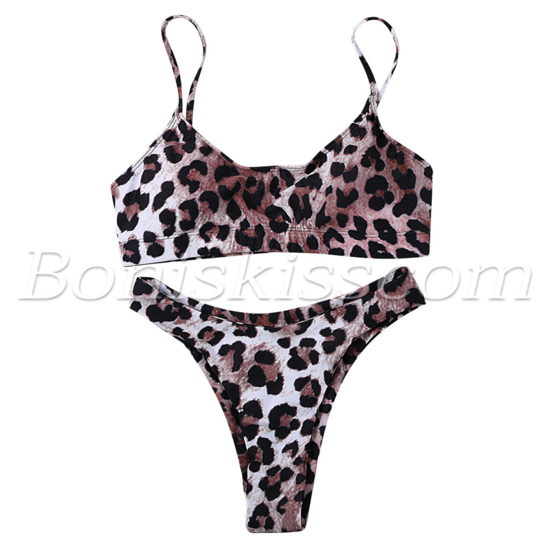 Women&apos;s Sexy Leopard Padded Push-Up Bikini Set Swimsuit Beach Bra Thong Swimwear - Seldom Seen Styles