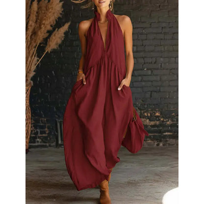 2026 Minimalist Halter Neck Maxi Dress |   Casual Loose Fit Pocket Dress |   Effortless Summer Outfit for Women # MaxiDress # HalterNeckDress # BohoFashion # SummerDress # CasualDress # WithPockets # DressesForWomen # Outfit of the Day