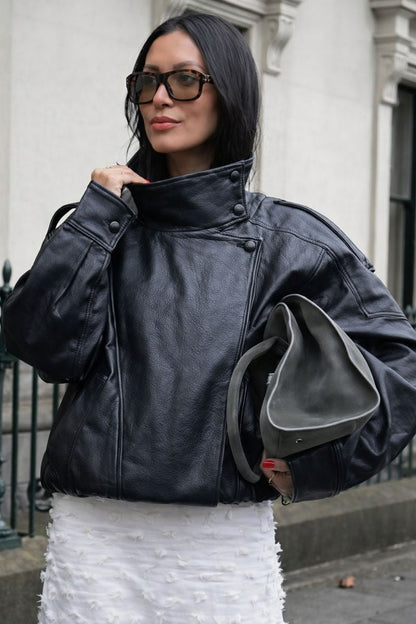 Oversized Asymmetric Faux Leather Jacket
