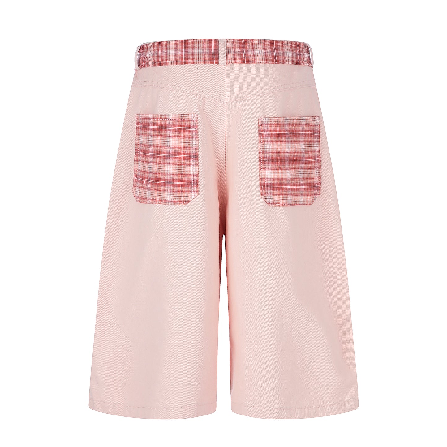 Women's Cute Embroidery Plaid Tie Wide Leg Denim Shorts High Waist Cherry Cat Bow Casual Sweet Streetwear Jean Shorts