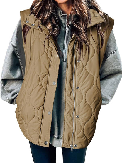 Lässige Pufferweste für Damen, leicht, gesteppt, mit Knopfverschluss, Stehkragen, ärmellos, Jacke, Mantel, Oberbekleidung 2025, modische Damenbekleidung, Herbst-Winter-Outfits