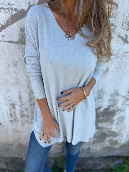 Long Sleeve V Neck Sweaters for Women Baggy Fall Fashion Casual Pullover Lightweight Sweaters for Women