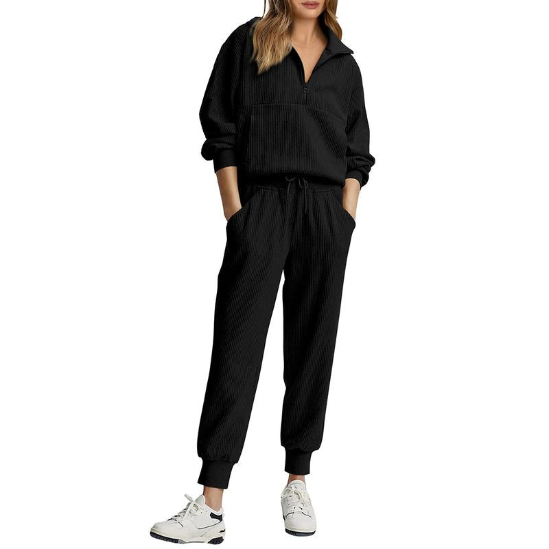 XiaRan Women's 2-Piece Sweatsuits Set Long Sleeve Half Zip Pullover Sweatpants Comfy Outfits