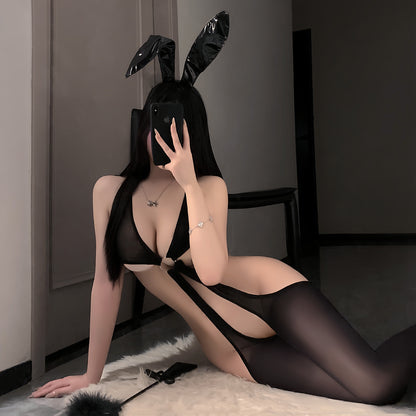 Womens Sexy Low Cut Crotchless Bodystocking, Stretchy Cut Out Lingerie Bodysuits Nightwear for Romantic Date Wearing