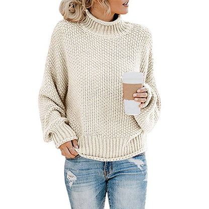 Thick Thread Turtleneck Pullover Women Autumn Winter New Knitwear   Women's Clothing