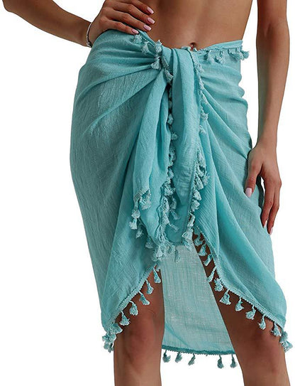 Women Beach Sarong Wraps with Tassels Swimsuit Coverup Summer Bathing Suit Cover Up Casual Swimwear