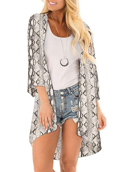 Women's Beach Cover up Swimsuit Kimono with Bohemian Floral Print, Loose Casual Resort Wear