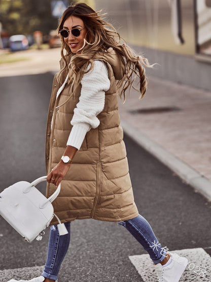 Open Front Hat Coat, Casual Sleeveless Long Coat, Women's Clothing