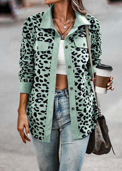 Womens Shacket Jacket Casual Leopard Print Cardigans Coat Oversized Button Down Long Sleeve Shirt 2024 Fashion Outfits