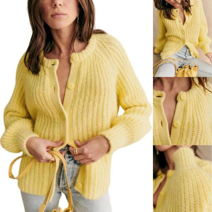 Women's Casual Long Sleeve Crewneck Button Down Cardigan Sweater Knit Outwear