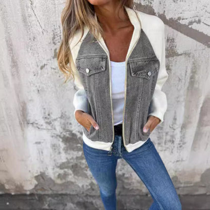 Casual V-neck Zipper Jacket