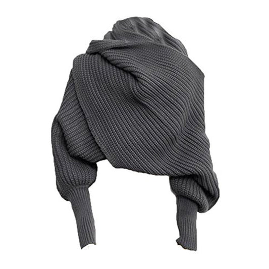 Top-Selling Product Fashion Knitted Scarf Women's Warm Autumn and Winter Wool Shawl Monochrome Sleeve Scarf Factory Direct Supply