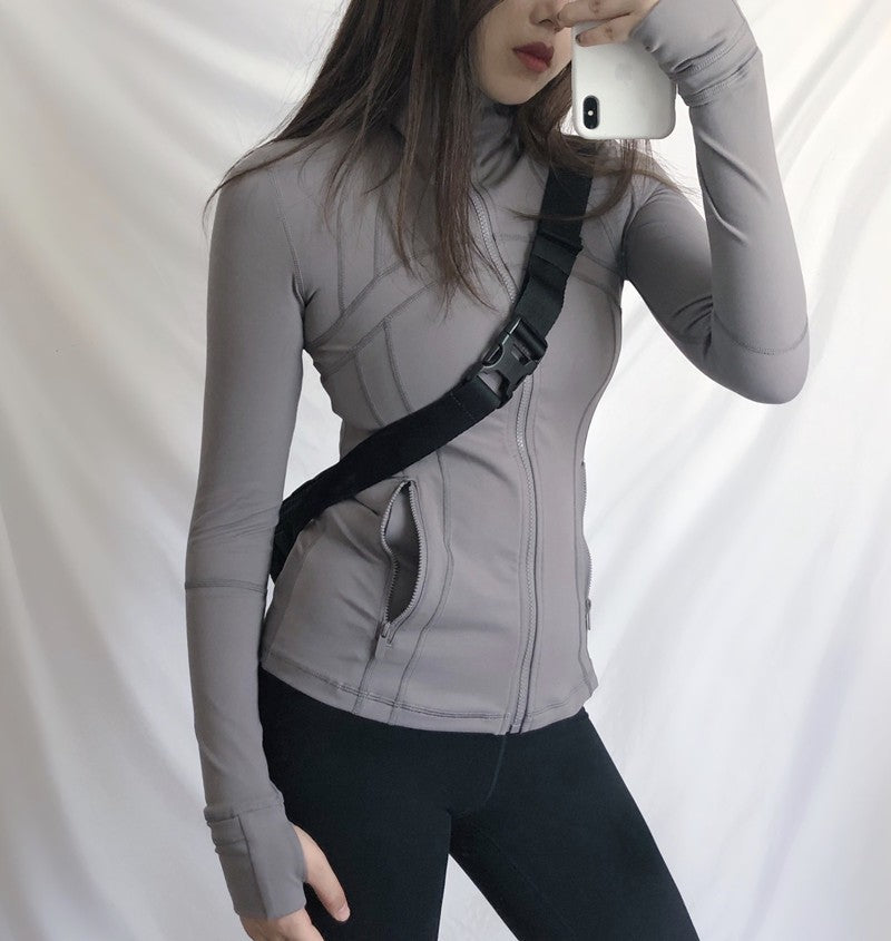 Yoga Clothes Autumn and Winter uarun Sports Jacket Women's Slim Stretch Zipper Running Yoga Fitness Long-Sleeved Upper Garment