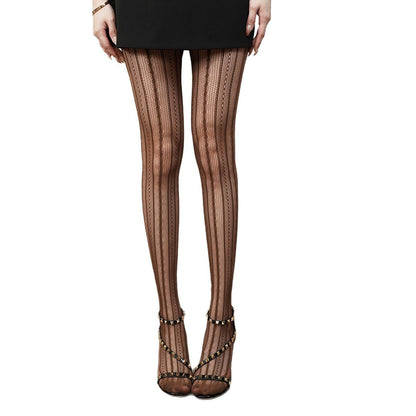 Spring and Autumn Striped Dark Red Millennium Hot-Selling Slimming Stockings Retro Dark Pattern Hot Girl Versatile Thin Pantyhose