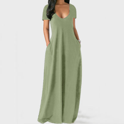 Robe de détente unie à poches pour femme, robe longue basique décontractée et confortable à manches longues, idéale au quotidien, vêtements de nuit pour toutes les saisons, tenue de détente, élégante, chemise de nuit pour femme, vêtements de nuit 