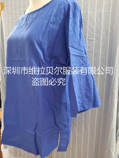 Womens Cotton Linen 3/4 Sleeve Casual Loose Top Crew Neck Shirt Spring Summer Oversized Solid Color Blouses for Women 2024