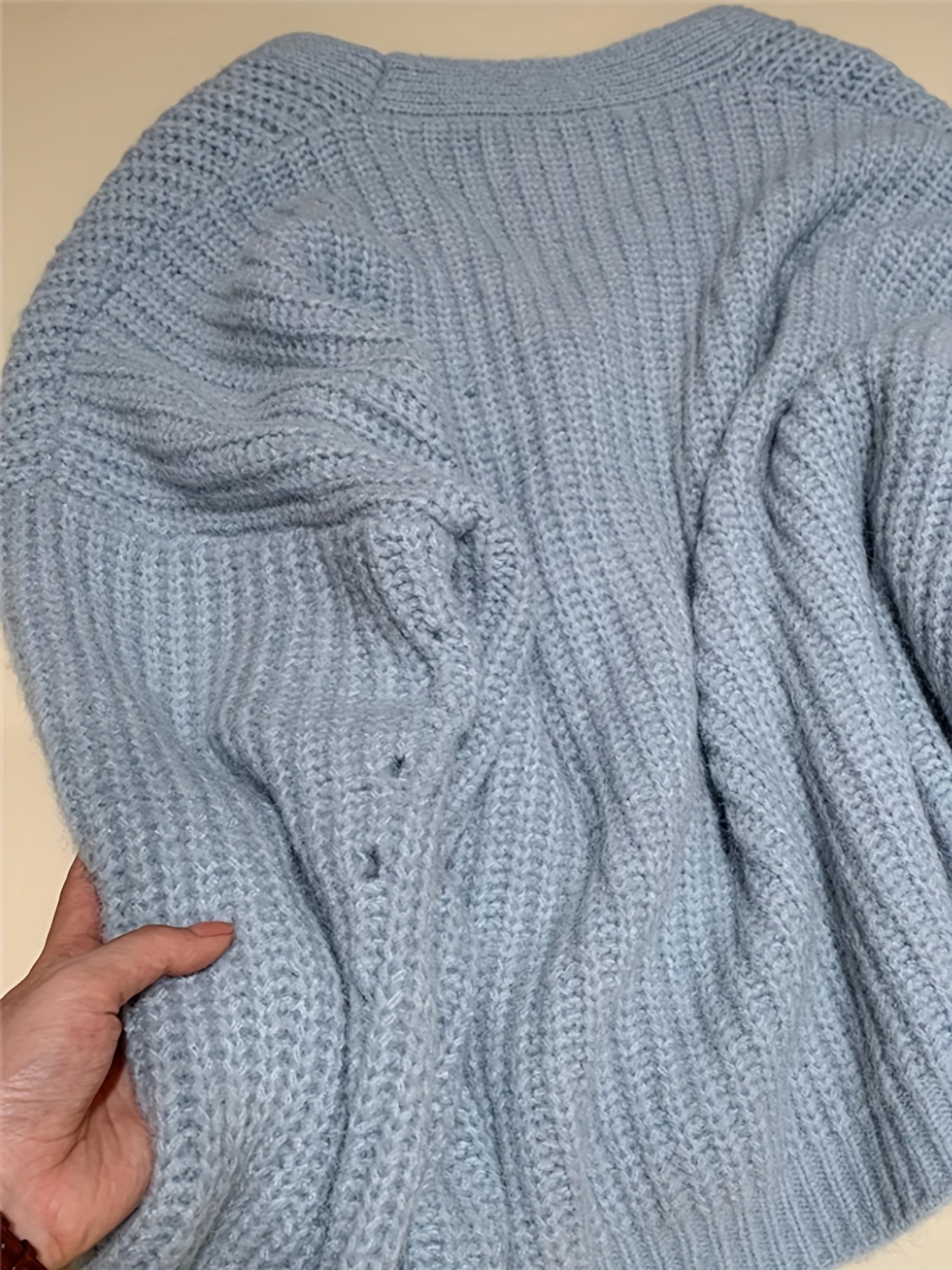 Drop Shoulder Button Front Cardigan, Casual V-ringad långärmad cardigan för höst och vinter, damkläder