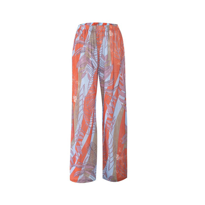 Womens Elastic High Waisted Palazzo Pants Casual Wide Leg Long Lounge Pant Trousers with Pocket