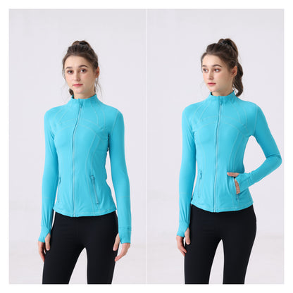 Yoga Clothes Autumn and Winter uarun Sports Jacket Women's Slim Stretch Zipper Running Yoga Fitness Long-Sleeved Upper Garment