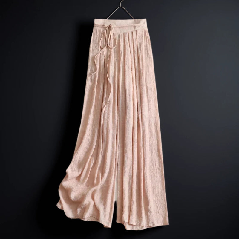 Flowy Wide Leg Palazzo Pants for Women Dressy Summer Casual Elastic Waist Lounge Long Trousers - Seldom Seen Styles