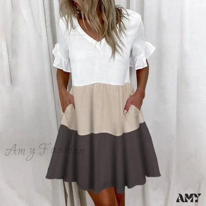 Amy Fashion - Lässige, kurzärmlige Plus-Size-Kleider mit weitem Schnitt