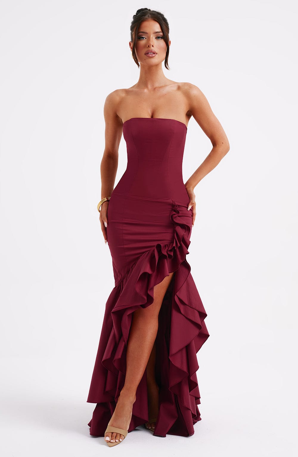 Angelina Maxi Dress - Burgundy - Seldom Seen Styles
