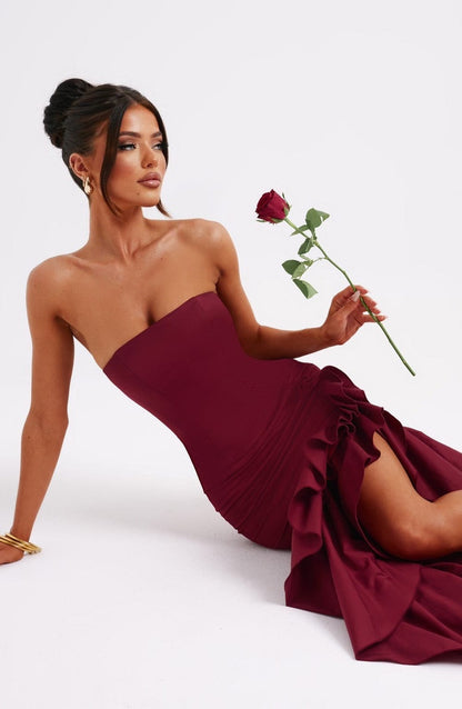 Angelina Maxi Dress - Burgundy - Seldom Seen Styles