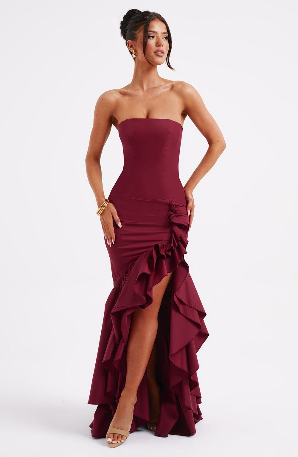 Angelina Maxi Dress - Burgundy - Seldom Seen Styles