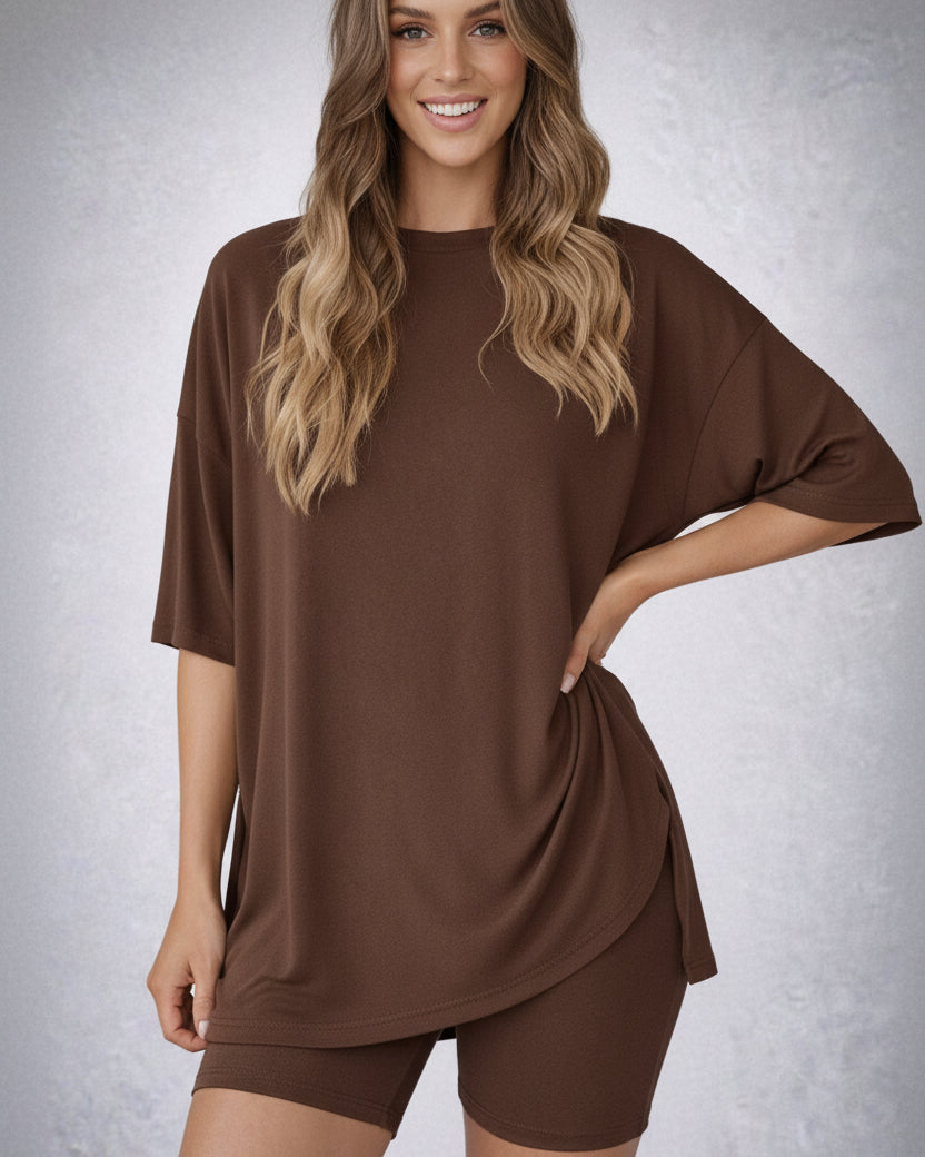 Split Hem Top & Biker Shorts