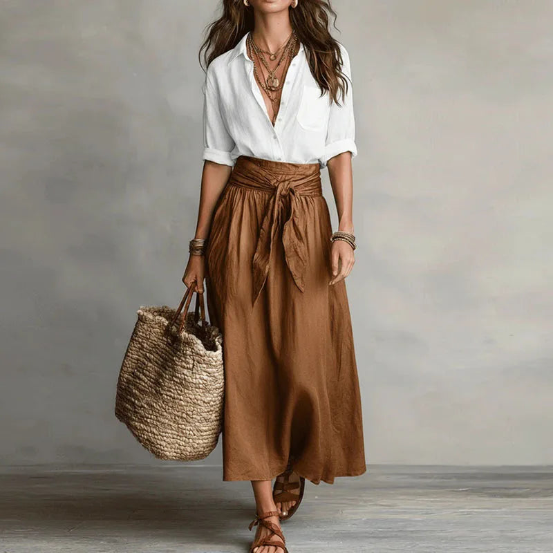 Anne | Linen Button-Down Two Piece Set