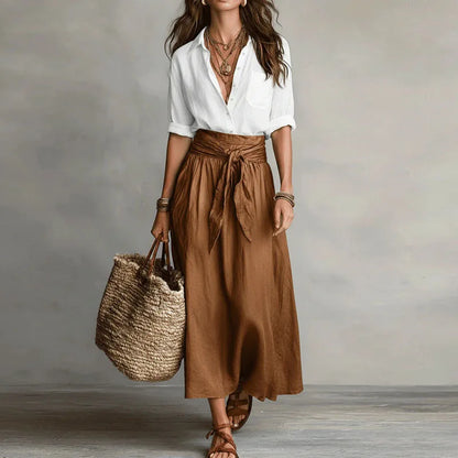 Anne | Linen Button-Down Two Piece Set