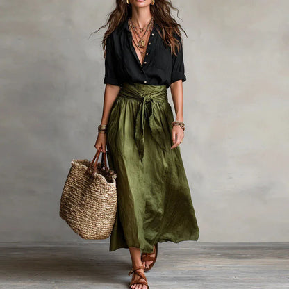 Anne | Linen Button-Down Two Piece Set